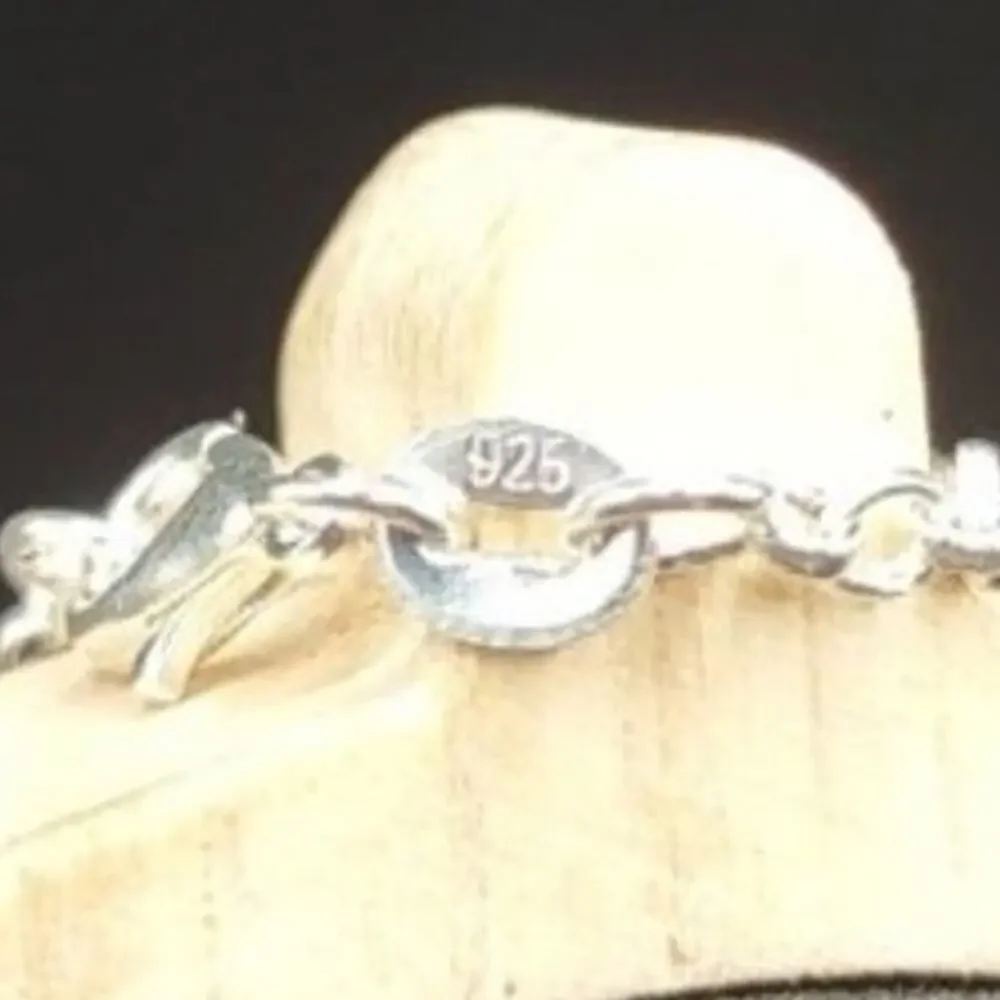 925 Silver Necklace W/ White Quartz Crystal Boho Floral Vine Women's Vtg Gift